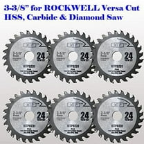MTP Branded Pack of 6 24 Carbide Tip 3-3/8-inch WOOD Circular Saw Blade for Rockwell Versacut Versa Cut, Makita Cordless 3-3/8" , Craftsman Nextec , Arbor Size 15mm 19/32" 0.59"