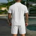 thumbnail image 6 of Short Sets for Men Cotton Linen Button Down Collared Shirt and Shorts 2 Piece Matching Set Mens Summer Outfits, 6 of 6