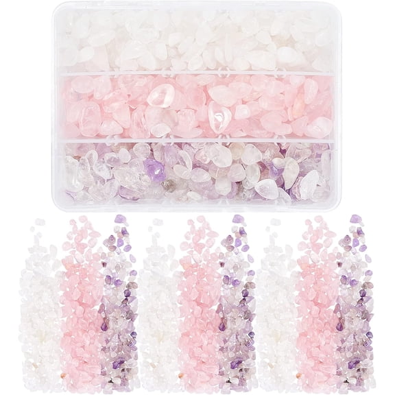 3 Styles Tumbled Chip Gemstone Beads 300g Undrilled Loose Crystal Beads White/Pink/Purple