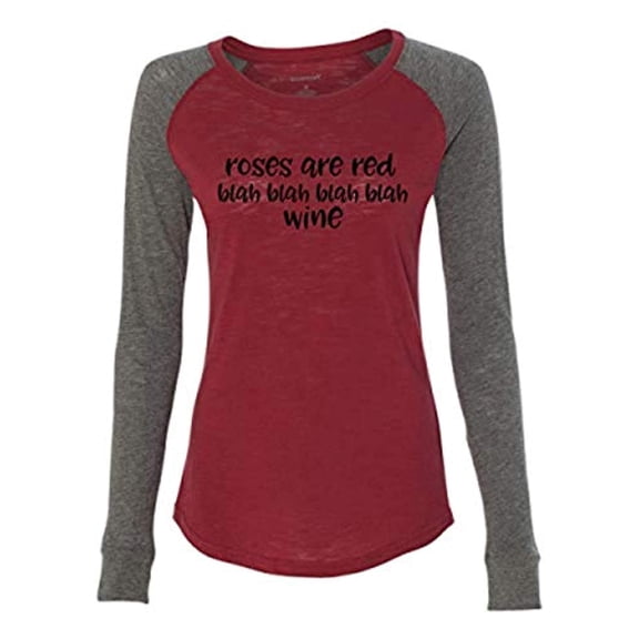 Roses are Red Valentine's Day Women's Raglan Long Sleeve Shirt-Garnet/Granite-XXL