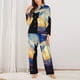 thumbnail image 2 of Fotbe Cat Under Starry Skies Conjunto de Pijama de Manga Larga para Mujer con Estampado, Ropa de Dormir de 2 Piezas, Conjunto de Casa Suave y Cómodo con Bolsillos-Small, 2 of 7