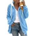 thumbnail image 6 of Qwertyu Women Fuzzy Fleece Jackets Winter Casual Oversized Fluffy Casual Coats Cardigan Warm Outerwear with Pockets Blue S, 6 of 6