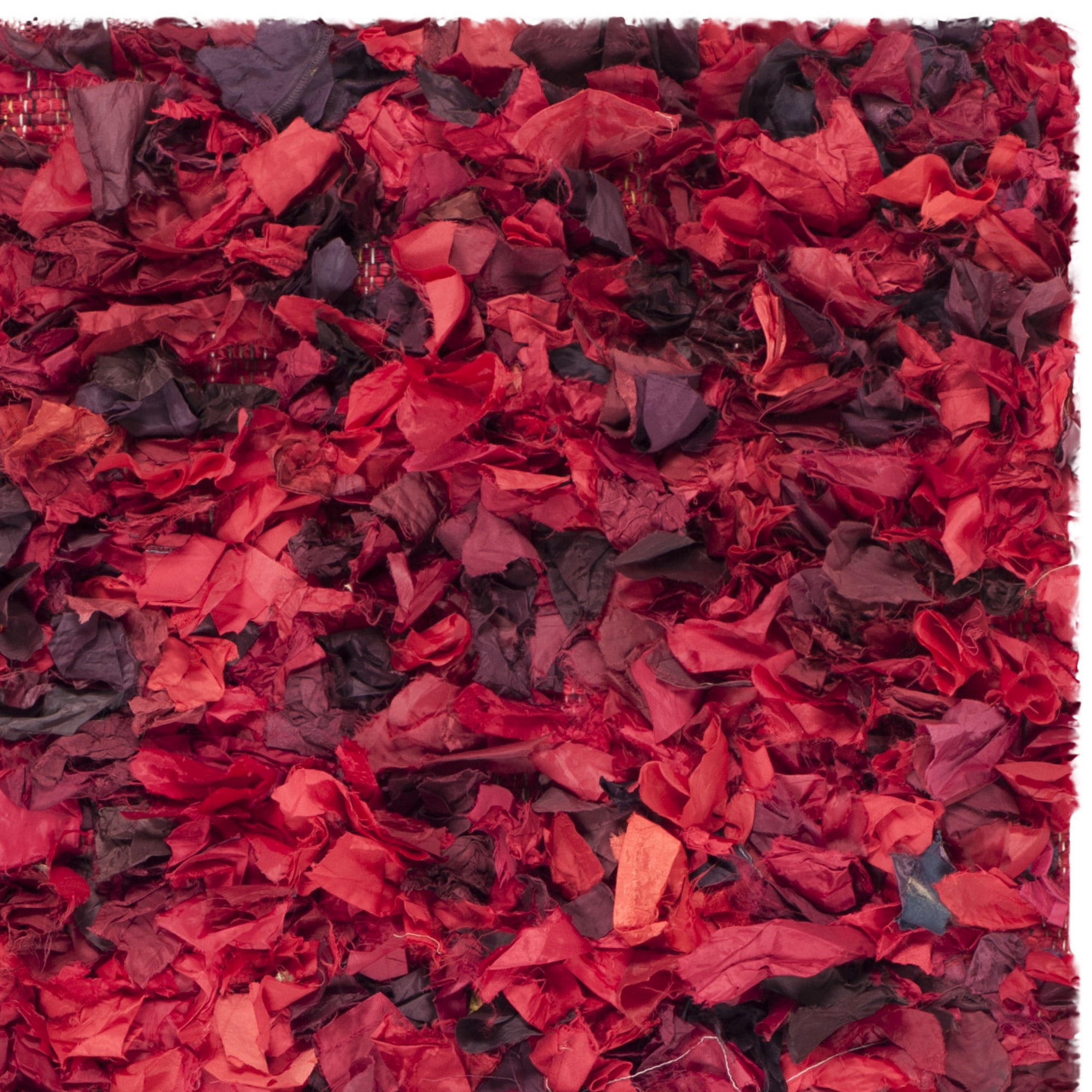 SAFAVIEH Rio Cassandra Confetti Polyester Shag Area Rug, Red/Multi, 4' x 6'