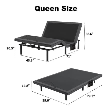 CHITOOMA Electric Adjustable Bed Frame Queen with Massage (4 Modes & 3 Intensities), Wireless Remote, Zero Gravity, 4 USB Ports, Under-Bed Nightlight, 3 Minutes Fast Assembly