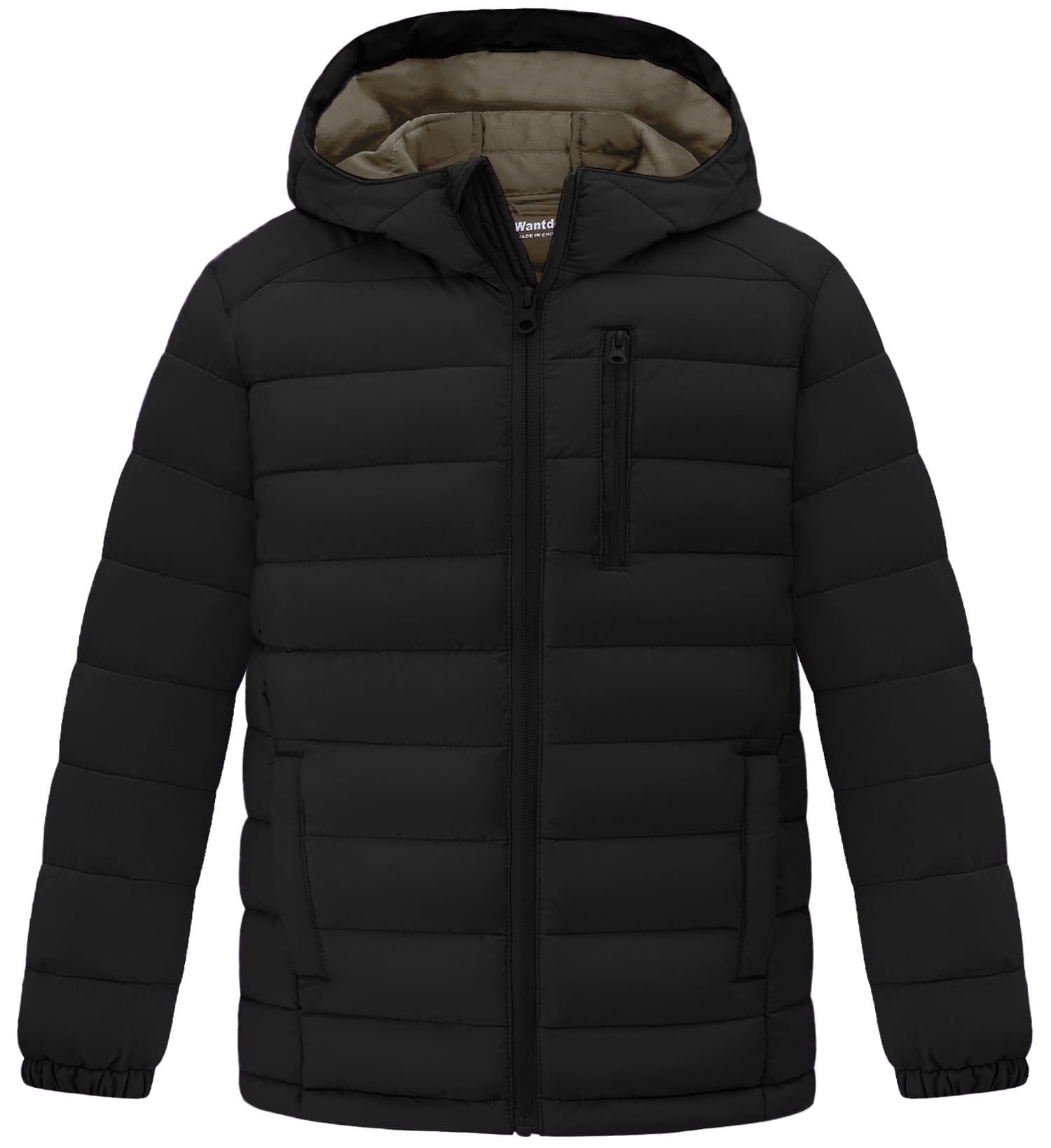 Wantdo Big Boys' Insulated Winter Jacket with Hood, Black photo 1