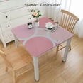 thumbnail image 2 of nygtbtfer Geometric Abstract Table Cloth, Fitted Tablecloths with Elastic Edge, Wipeable Table Cover for Kitchen Wedding  Contemporary Pink White Stripes Lines, 2 of 7