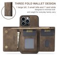 thumbnail image 2 of Allytechgroup 2 in 1 Detachable Wallet Case for iPhone 16 Pro with Cash Pocket & Cash Slots, [Magnetic Clasp] [Kickstand] Retro PU Leather Soft TPU Shockproof Anti-Scratch Slim Case, Coffee, 2 of 9