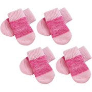 2 sets for Socks Non-slip Slip Dogs Wear Paw Puppy Floor Comfortable Pet Indoor on Sock Anti- Pink Animal Anti-slip Elastic Small Anti Adorable Polyester Grip M Protector Walking