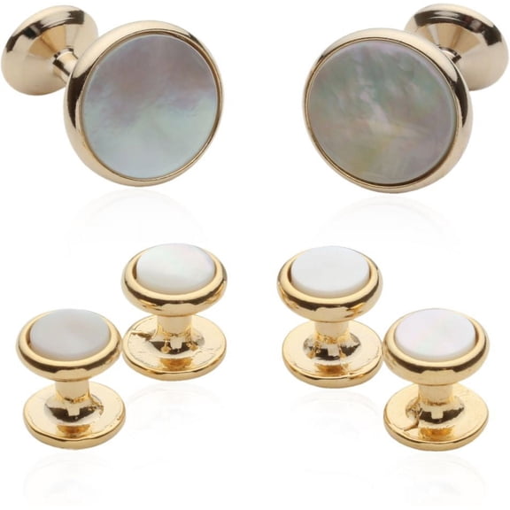 Mother of Pearl Goldtone Cufflinks and Studs