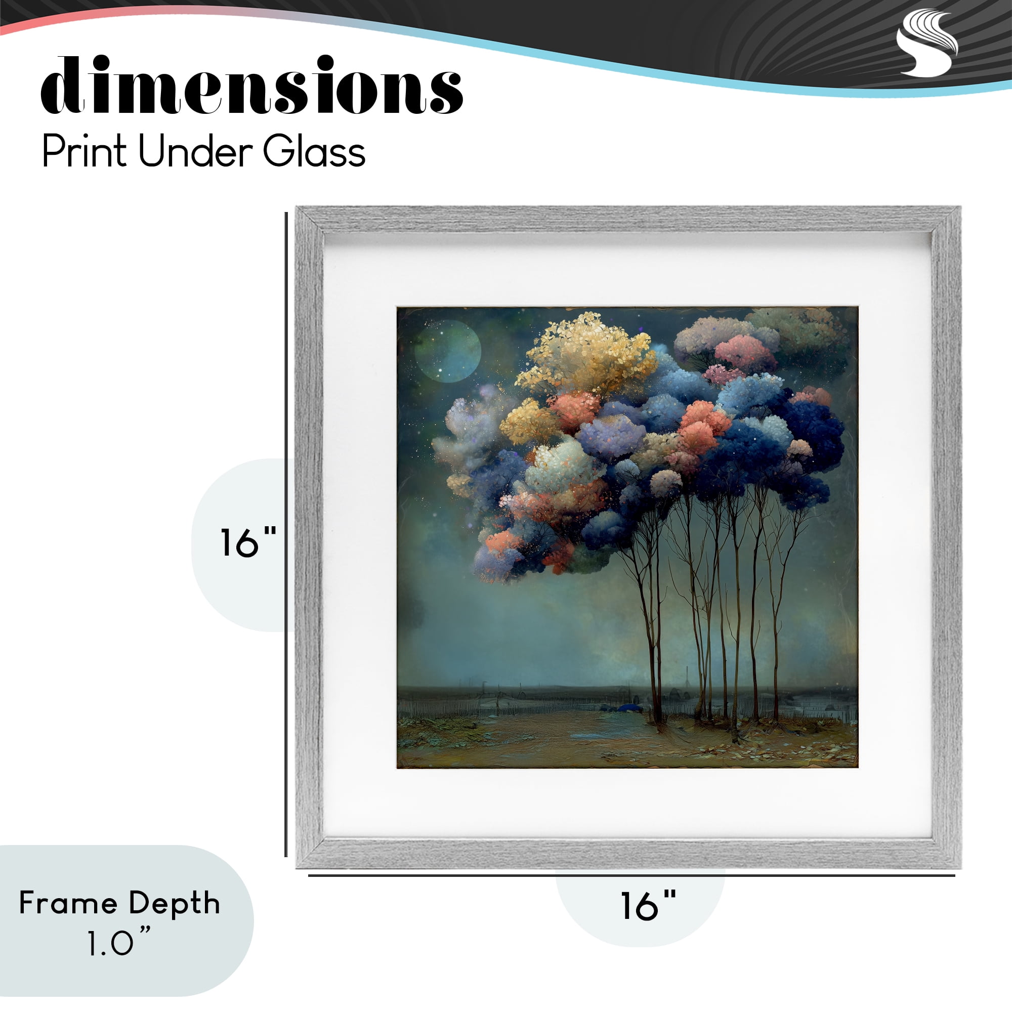 Stupell Industries Dreamy Sky Trees Surrealism Gray Framed Print Under Glass, design by Annabelle Hall
