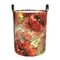 thumbnail image 2 of YFYANG Waterproof Laundry Hamper, Watercolor Red Flower Pattern Laundry Basket Oxford Fabric with Handle Foldable, S, 2 of 8