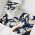 thumbnail image 3 of Navy Blue Marble Bath Mat 3 Piece Bathroom Rug Set, Gold Modern Art Non Slip Bath Rug Contour Mat and Toilet Lid Cover, Absorbent Shower Mats Soft Bath Rugs and Mats Sets, 3 of 8