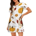 thumbnail image 1 of Disketp Happy Thanksgiving para Camisón Corto de Manga Corta para Mujeres, Camisón Cómodo con Escote Redondo, Bonito y Confortable, 1 of 6