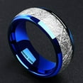 thumbnail image 2 of Wedding Rings Men & Women 8mm Blue Tungsten Wedding Band Inspired Meteorite, 2 of 3