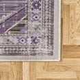 thumbnail image 2 of Tribal Area Rug with Non-Slip Backing, Abstract Geometric Motif of Striped Zigzag Shapes and Squares Ethnic, Quality Carpet for Bedroom and Dorm Room, 2.6' x 5', Purple Lilac Sand Brown, by Ambesonne, 2 of 3