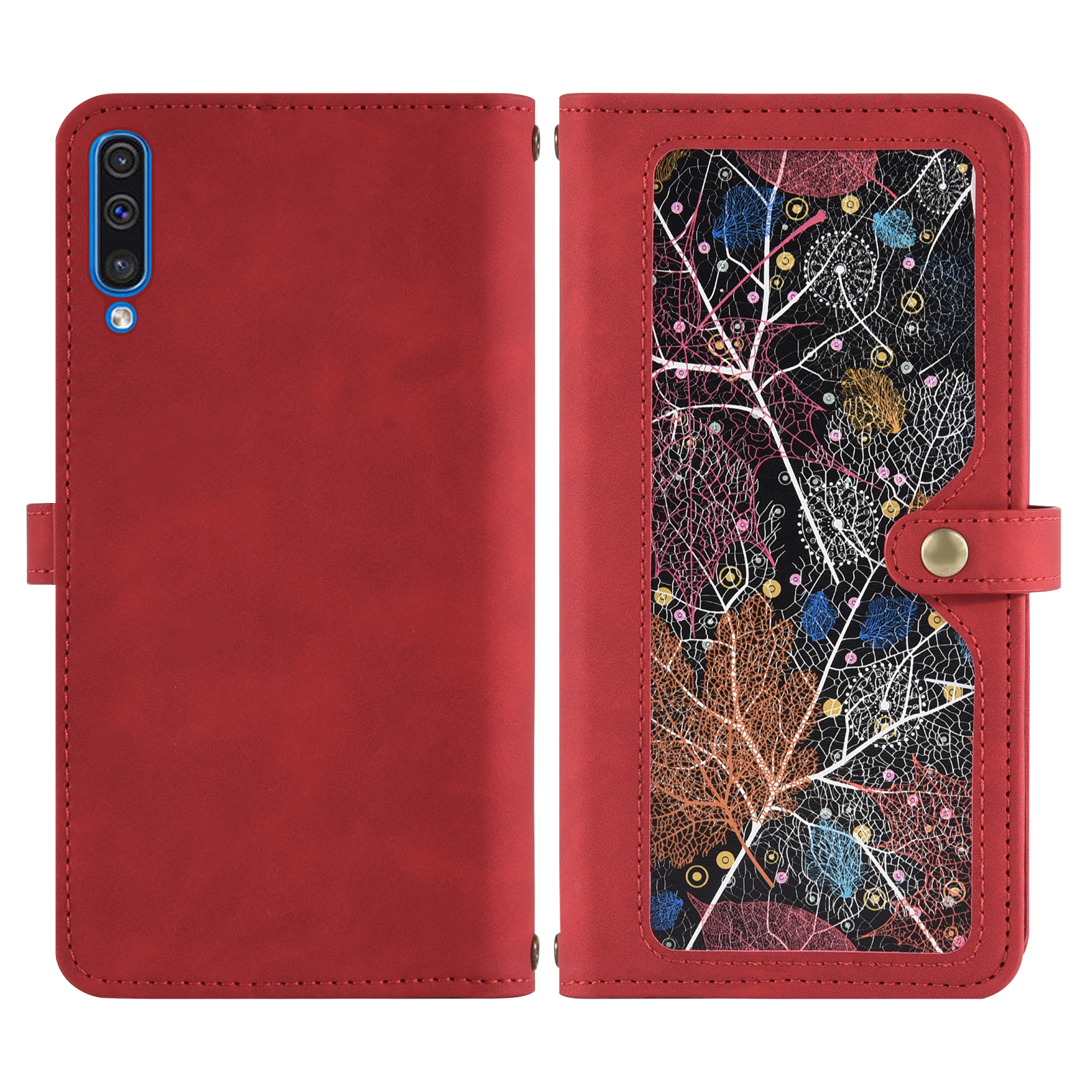 Asuwish Phone Case for Samsung Galaxy A50 A50S A30S Wallet Cover With Tempered Glass Screen Protector Crossbody Wrist Strap Flip Pattern Zipper Card Holder Cell A 50 50S 30S S50 50A SM A505G Men Red