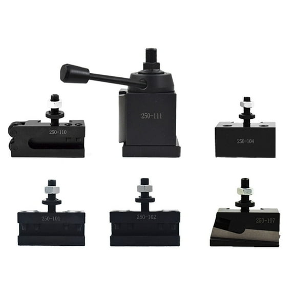 Axa Tool Post Set 250-111 Wedge Type Quick Change Tool Post Set 6 Pc for Lathe Swing 9" - 12"