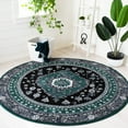 thumbnail image 2 of SAFAVIEH Vintage Hamadan Leone Oriental Area Rug, Green/Black, 6'7" x 6'7" Round, 2 of 8