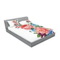 thumbnail image 2 of Ambesonne Flower Fitted Sheet & Pillow Sham Set, Roses Daisies Garden, Full, Multicolor, 2 of 2