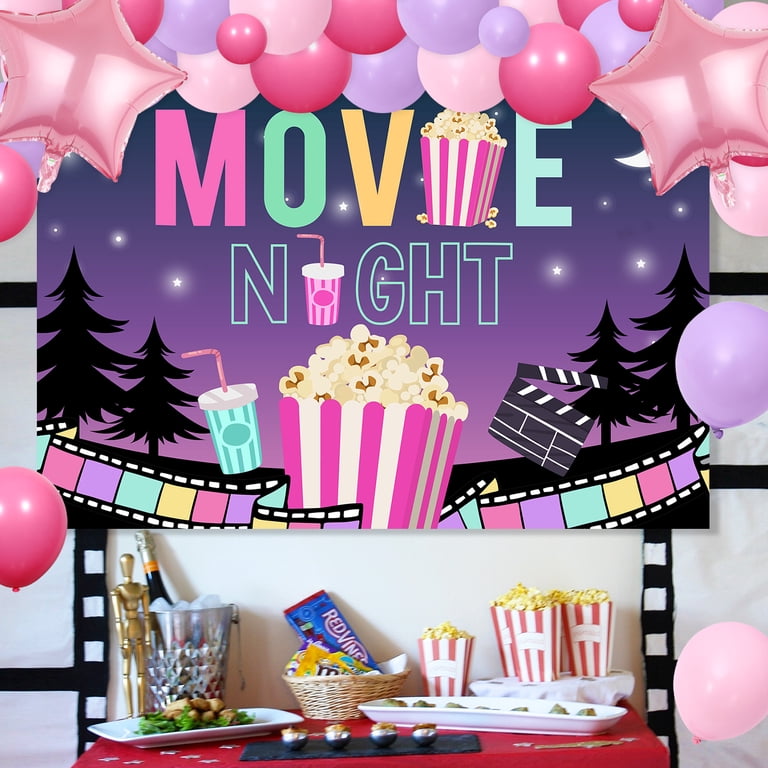 Pink Movie Night Party Decorations Kit - Hanging Banners & Streamers For Girls' Birthday, Bridal Shower