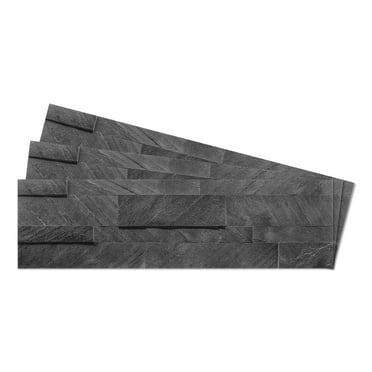 Shadow Gray - Stoneflex Peel and Stick Self Adhesive 3D Stone Tiles - Stick on Kitchen Backsplash Living Room Office Bathroom Wall (10 Pack)