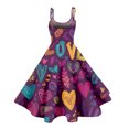 thumbnail image 4 of Valentines Day Sleeveless Vintage Dress Heart Print Pattern Casual A-line Midi Summer Dresses Vermilion L, 4 of 5