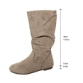 thumbnail image 4 of Women’s Plus Size Round Toe Side Zipper Mid Calf Boots, Low Heel Comfort Mid Shaft Boots, Versatile Casual Winter Boots for Wide Feet Women Khaki 6, 4 of 7