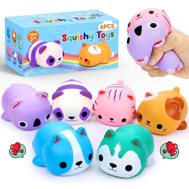 Pelotas antiestrés Squishy Toys Hekaty para gatos que se levantan lentamente, 6 unidades