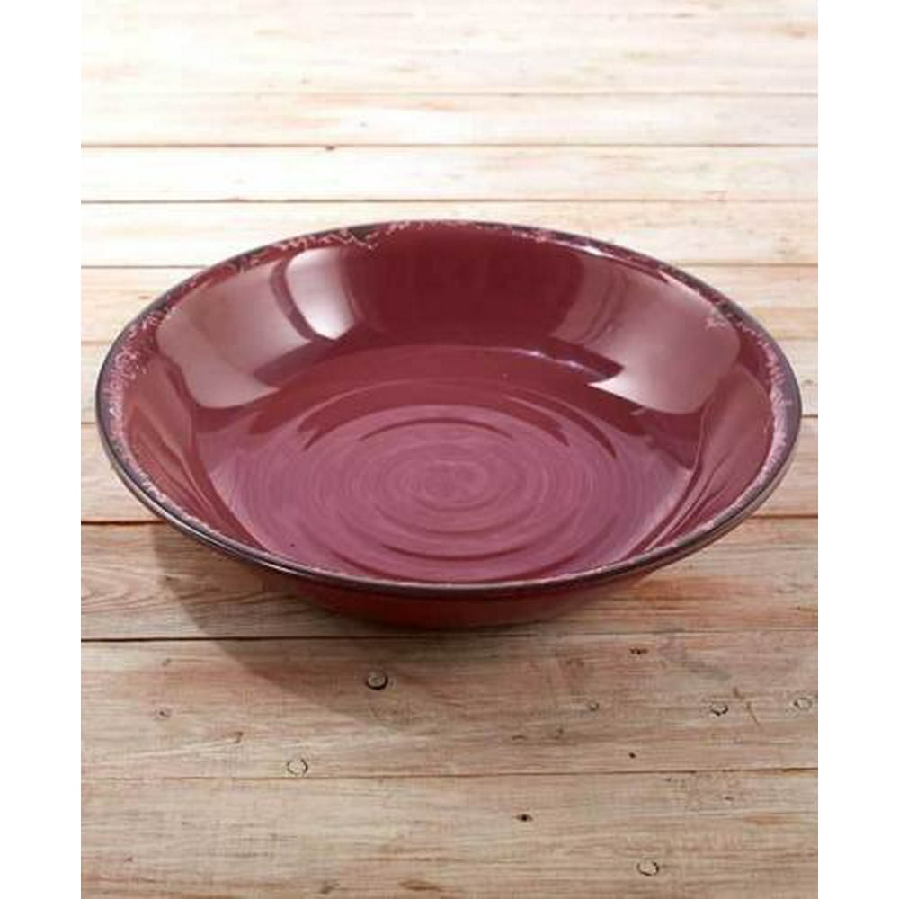 Rustic Melamine Serving Bowls. Vintage Distressed Tableware. Plum