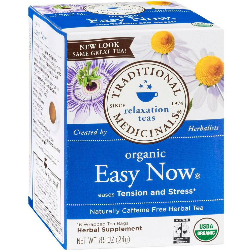 Traditional Medicinals Organic Easy Now Herbal Supplement Tea, 16 count, .85 oz, (Pack of 3