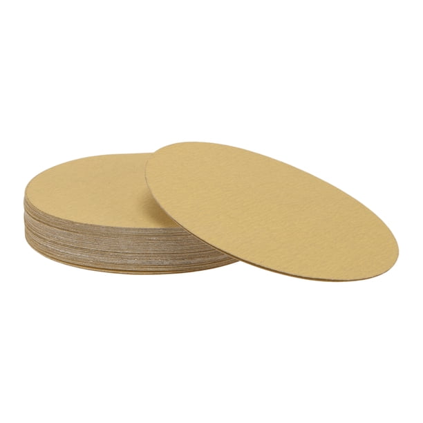 50 Pcs Discos de Lija Circulares 180 Grano con Gancho y Bucle Hojas de Lijado Universales para Reacondicionamiento Automotriz Trabajos en Madera 6.89"x6.89" Alúmina Amarilla
