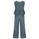 thumbnail image 3 of Conjunto de dos piezas de verano para mujer: top corto sin mangas con volantes y pantalones anchos con bolsillos, tejido ligero de poliéster., 3 of 4