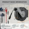 thumbnail image 4 of Giraffe Tools 1/4" x 60 ft Retractable Pressure Washer Hose Reel, 4000PSI Hose, Wall/Floor Mounted, 4 of 7