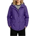 thumbnail image 6 of Kinrui Raincoat Women Waterproof Long Hooded Trench Coats Lined Windbreaker Travel Jacket Purple 2XL, 6 of 9