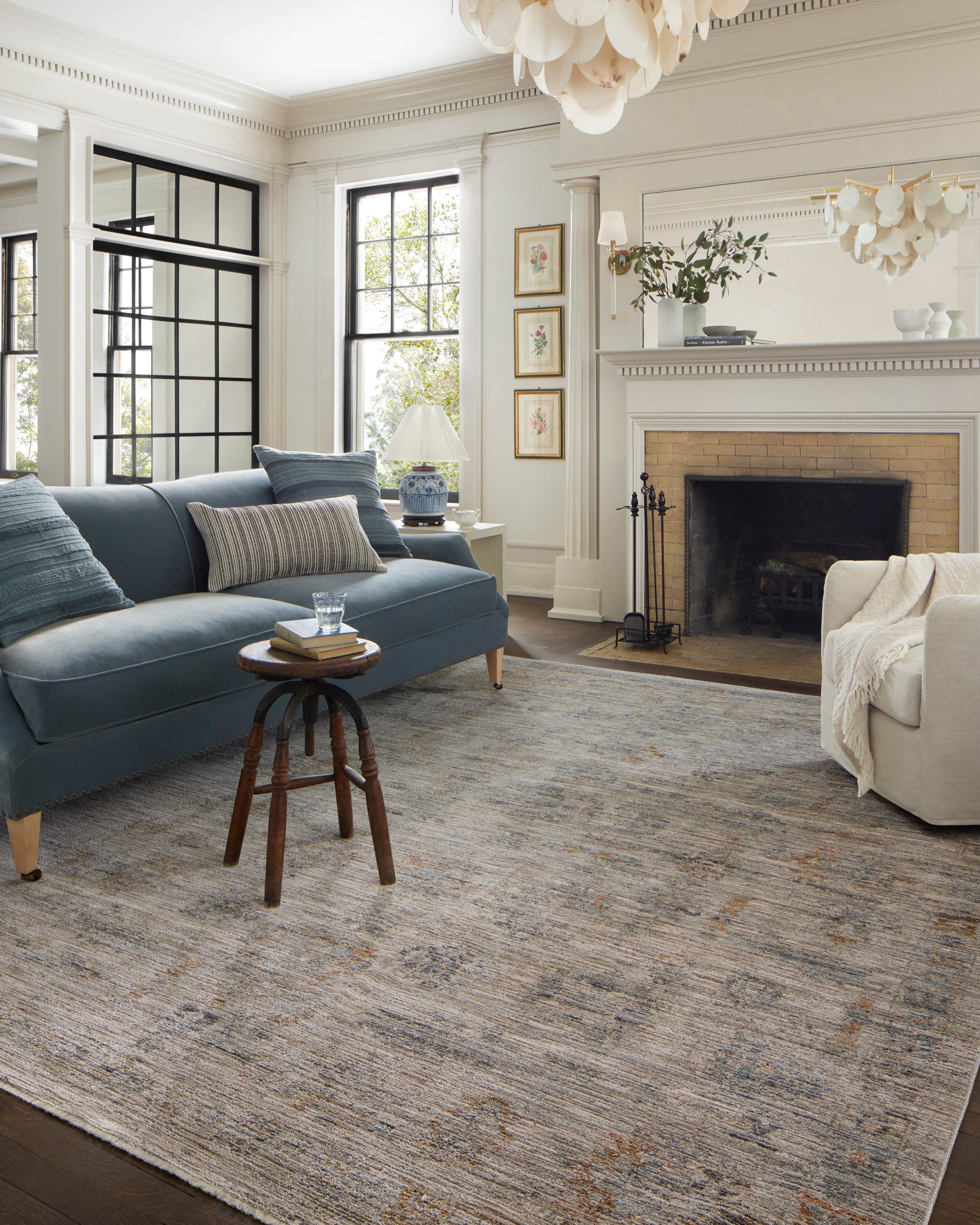 Jean Stoffer x Loloi Katherine Pebble / Ocean 2'-7" x 10'-0" Runner Rug