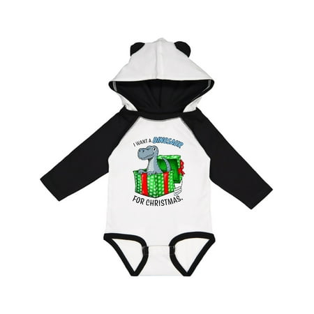 

Inktastic I Want a Dinosaur for Christmas in Green and Red Gift Box Gift Baby Boy or Baby Girl Long Sleeve Bodysuit