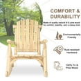thumbnail image 2 of Outdoor Wooden Rocking Chair, Patio Log Rustic Adirondack Porch Rocker, All Weather Solid Wood Rocker Chair with High Back & Slatted Seat for Indoor, Backyard, Garden (Set of 2, Natural), 2 of 8