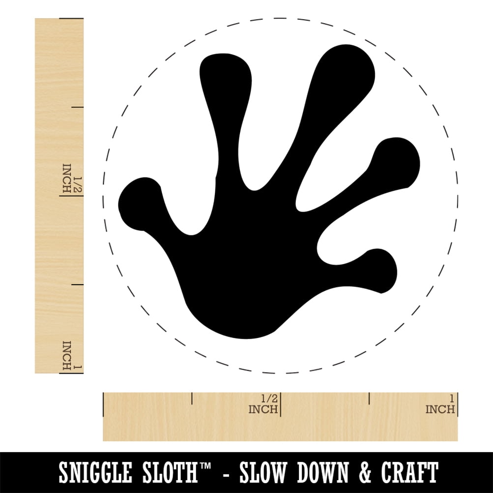 Frog Toes Footprint Self-Inking Rubber Stamp Ink Stamper - Black Ink - Medium 1 Inch