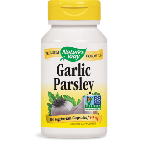 Garlic Parsley 100 Capsules - Nature's Way Garlic & Parsley 545 mg Non-GMO Project Verified, Tru-ID? Certified, 100 Ct