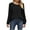 Black, variant on WREESH Womens Fashion Dressy Shirts Solid Color Knit Round Neck Long Sleeved Hollowed Out Patchwork Loose T-Shirt Pullover Dark Gray