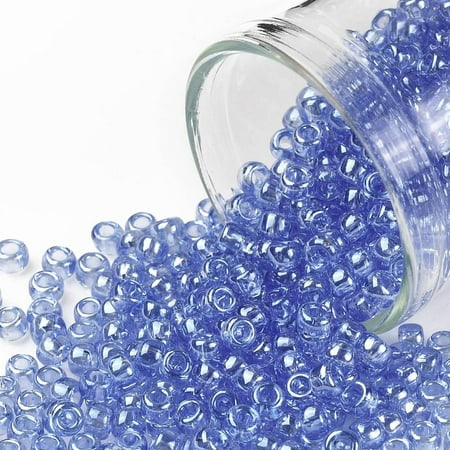 10g TOHO Round Seed Beads Japanese Seed Beads (107) Transparent Luster Light Sapphire 8/0 3mm Hole: 1mm 222pcs/10g