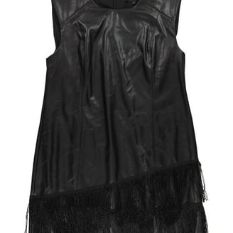 Women's Faux-Leather Snap-Closure Belted Dress Black M - Walmart.com Women's Faux-Leather Snap-Closure Belted Dress Black M - Walmart.com