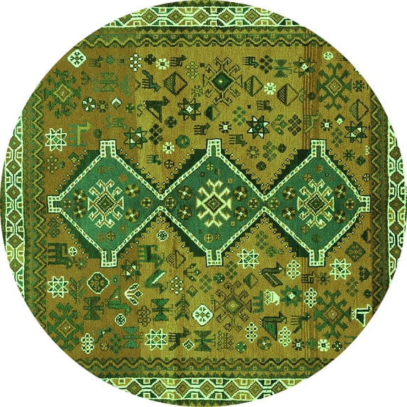 Ahgly Company Indoor Round Persian Green Traditional Area Rugs, 3' Round