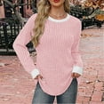 thumbnail image 4 of BLVB Womens Tops Long Sleeve Shirts Lightweight Sweaters Loose Fit Crewneck Color Block Fall Fashion Outfits Winter Clothing, 4 of 7