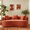 Orange, variant on Crescent-Shaped Sofa, Modern Low-Back Sofa with Deep Cushions, Self-Inflating Foam 2-Seater, No Assembly Required, Chenille Fabric,White