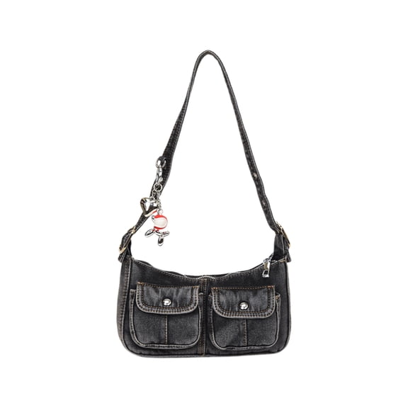 Women's Y2K Vintage Denim Crossbody Bag with Adjustable Strap – Multiple Pockets Hobo Purse