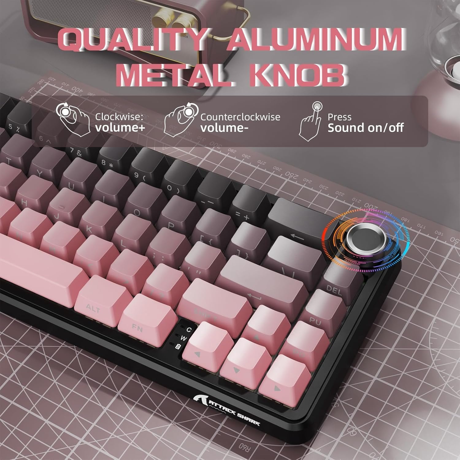 X66 60% Mechanical Gaming Keyboard with Knob,Gasket Hot Swappable Custom Keyboard,Side Printed PBT Keycaps,Tri Mode USB-C/BT5.0/2.4G RGB Keyboard with Coiled - BlackBerry