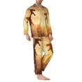 thumbnail image 2 of KLL Castle Cool Fire Dragon Sleepwear Mens Flannel Pajamas,Long Cotton Pj Set, 2 of 7