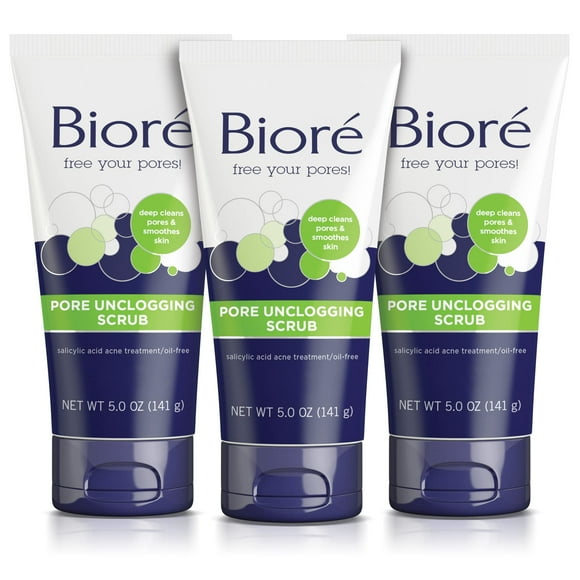Exfoliante facial Bioré Pore Unclogging con ácido salicílico 150 ml (x3)
