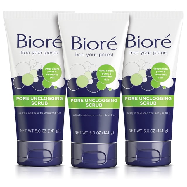 Exfoliante facial Bioré Pore Unclogging con ácido salicílico 150 ml (x3)